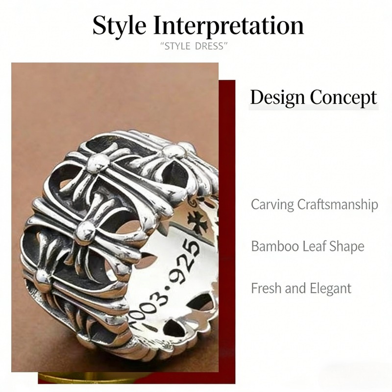 Personalized Creative Rings Trendy Matching Rings Vintage Rings High-end Cross Rings Hand Decorations Jewelry Gifts