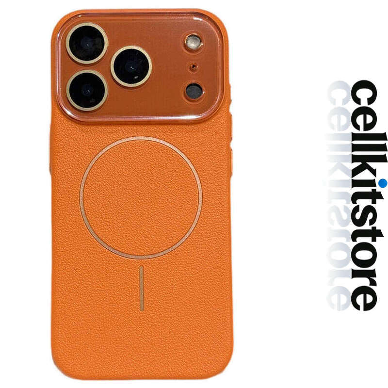 Slim Leather Texture Magnetic iPhone Case, Wireless Charging Compatible, Shockproof Protective Cover for iPhone 17 Pro Max/16 Plus/15