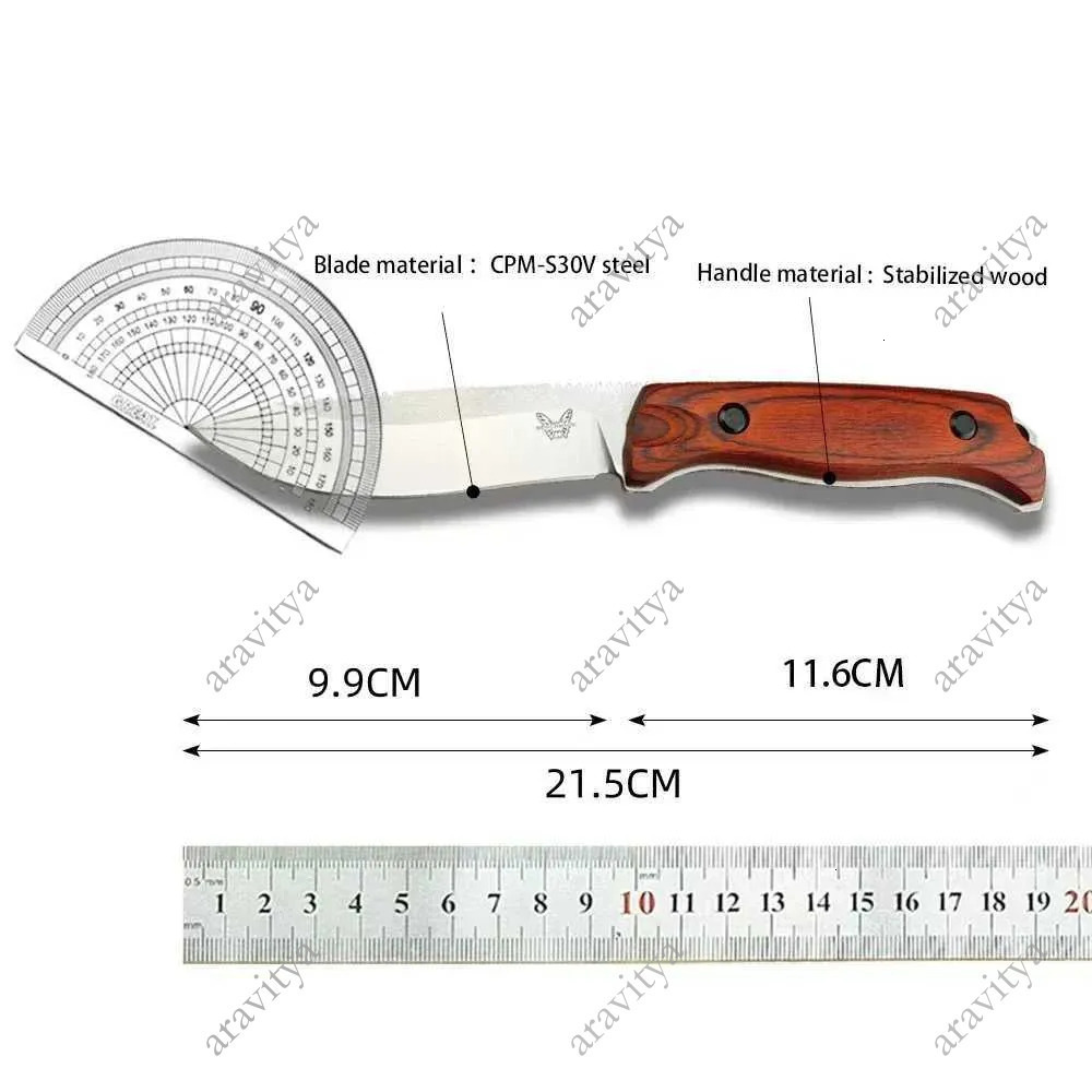 Portable BM 15002 15017 High Hardness Hunting Fixed Blade Knife S30V Steel Wooden Handle Outdoor Knives Tactical Survival ToolXJ250510