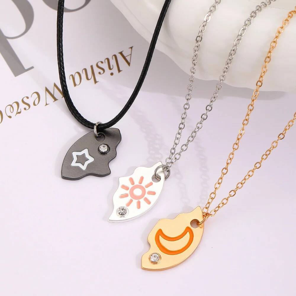 3 Pcs/set New Sun Moon Star Pendant for Women's Best Friends Forever Friendship Necklace Simple and Fashionable