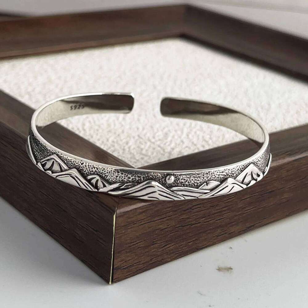 925 Sterling Silver Bracelets for Women Men String Accessories Trend Mountain Sun Shape Pattern Pendant Party Jewelry Gift