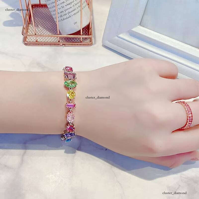 VVS Moissanite High-end women's crystal necklace and bracelet features a unique design, complemented by dopamine contrasting candy accessories