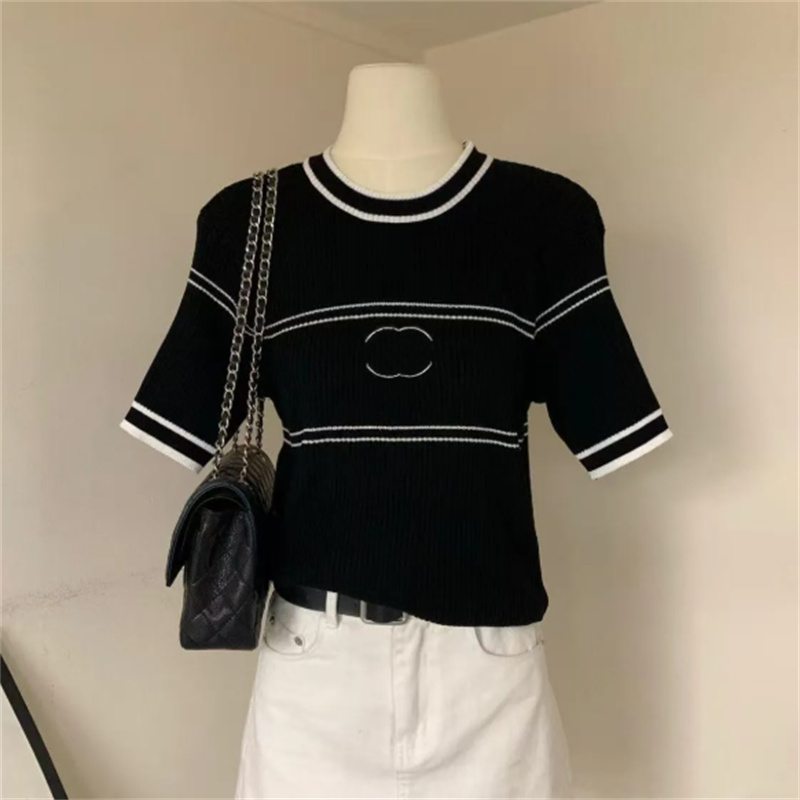 Designer Brand Women's Sweaters Summer Knitted Women T-Shirt Womens Sweaters Tops High Elasticity Slim Fit Letter Print One Size Woman Top