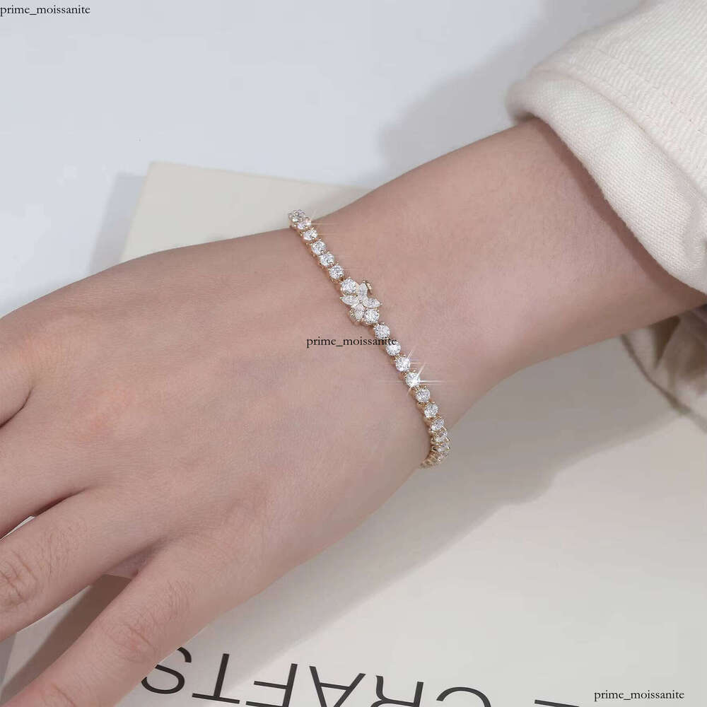 Luxurious 18k Solid Real Gold with CVD VVS Moissanite IGI Certified Tennis Bracelet Shiny Jewelry Women's Gift 6c