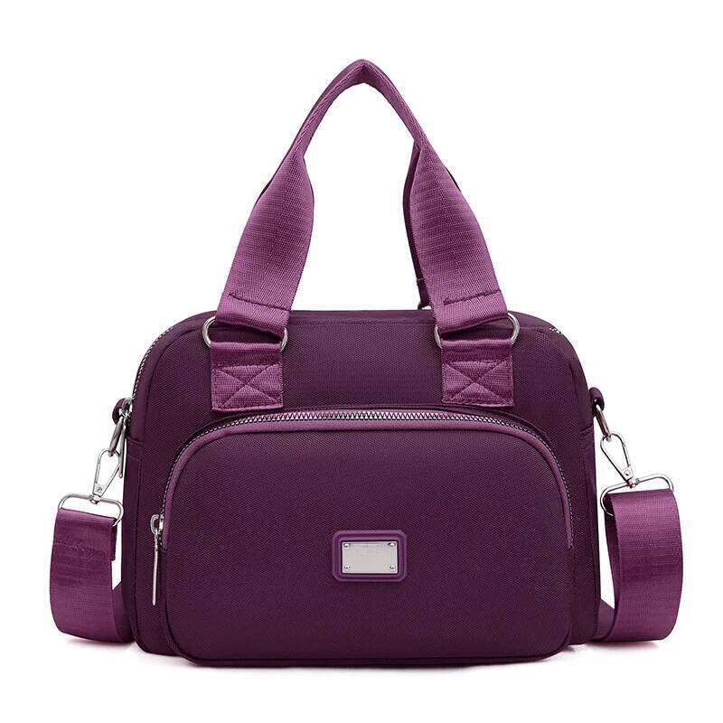 New multi-function multi-pocket handbag nylon shoulder bag waterproof solid color crossbody bag, stylish and elegant XJ260109