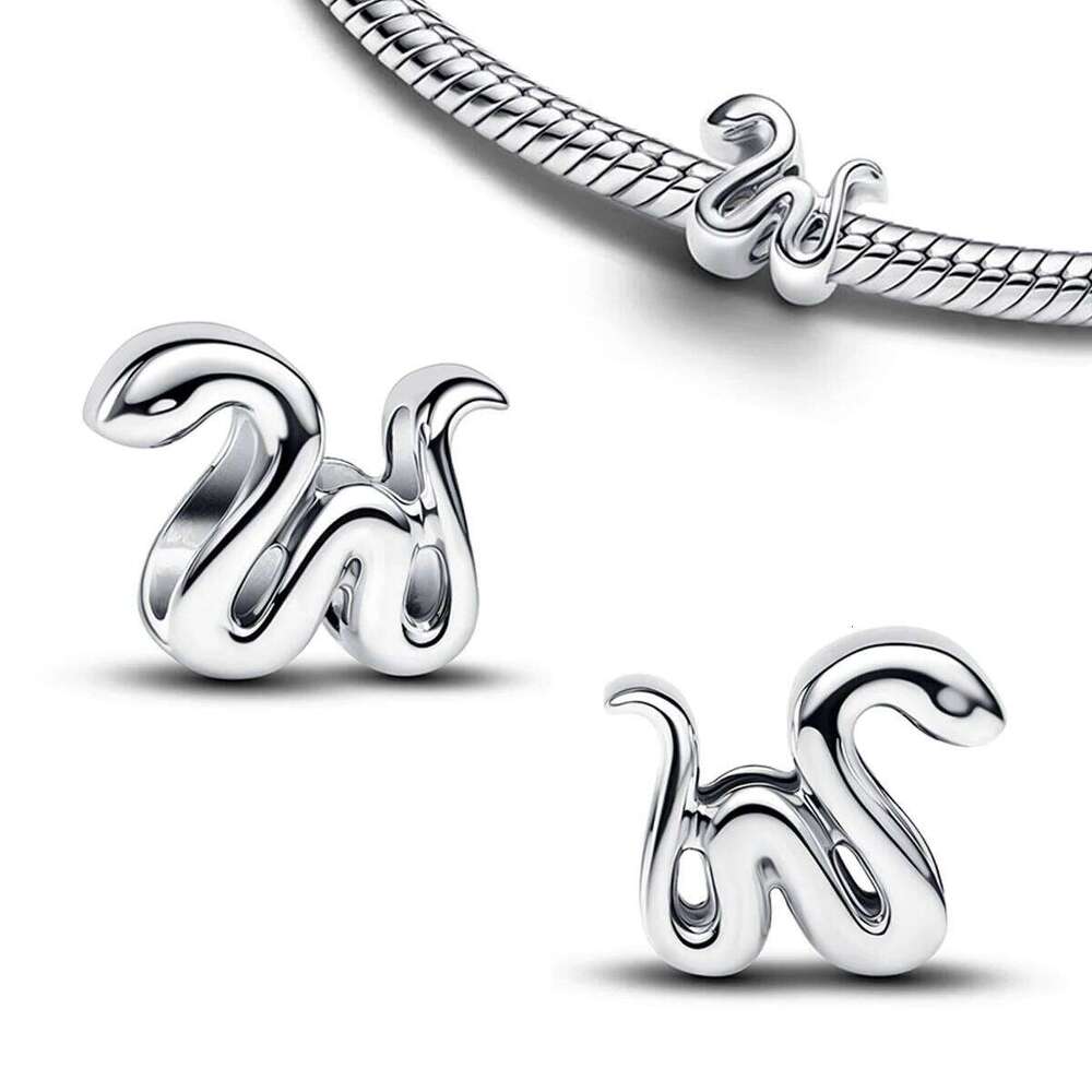 New 925 Sterling Silver Golden Round Charms Moon Snake Heart Butterfly Owl Beads Bracelets Necklaces Womens DIY Jewelry Gift