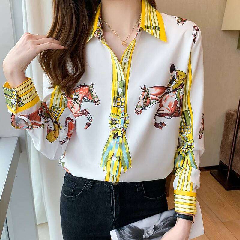 New Spring Women Blouses Fashion Elegant Ladies Printed Shirts Long Sleeve Tops Blusas Mujer