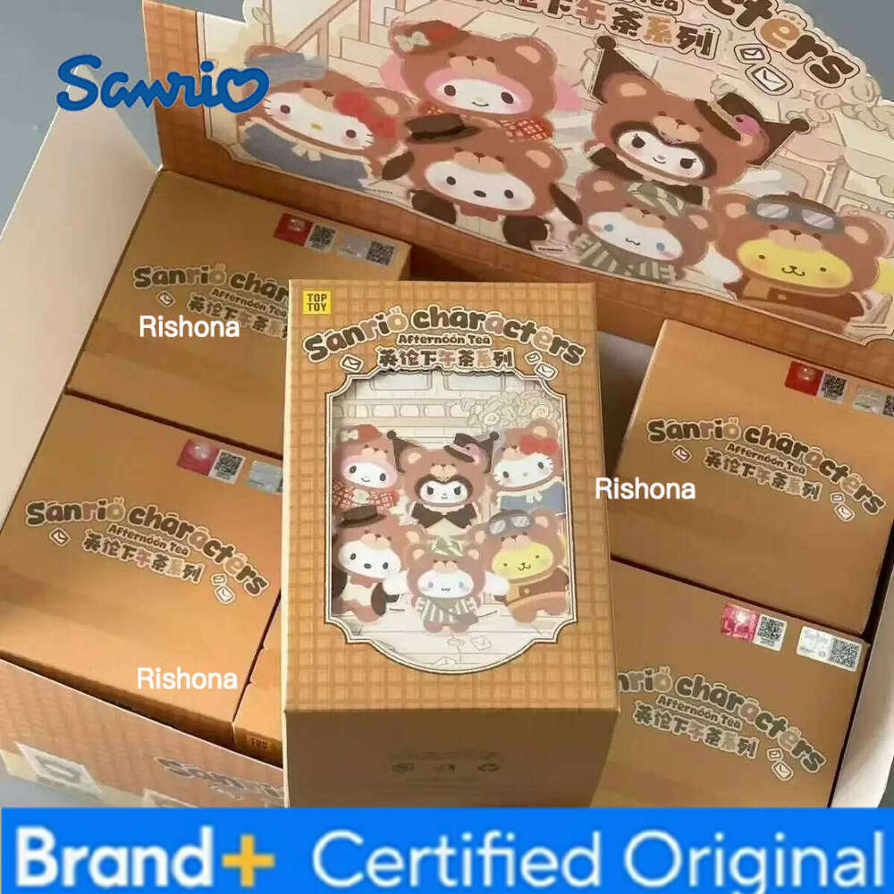 Sanrio New Kuromi Cinnamoroll Hello Kitty Figure Model Afternoon Tea Serise Doll Blind Box Toy Cute Pendant Friends Gift H260109
