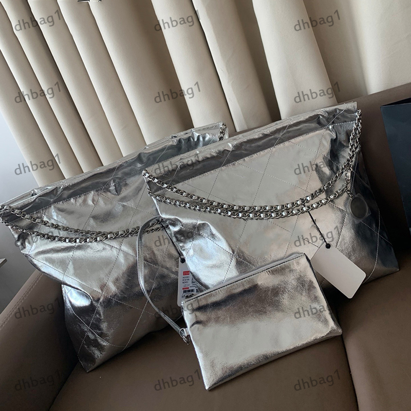 Garbage Shopping Bag 22 Designer Lady Shoulder Bags Genuine Leather Checkered Pattern Gold Silver Hardware Letters Coins Charming Underarm Crossbody Purse 37/42 Cm