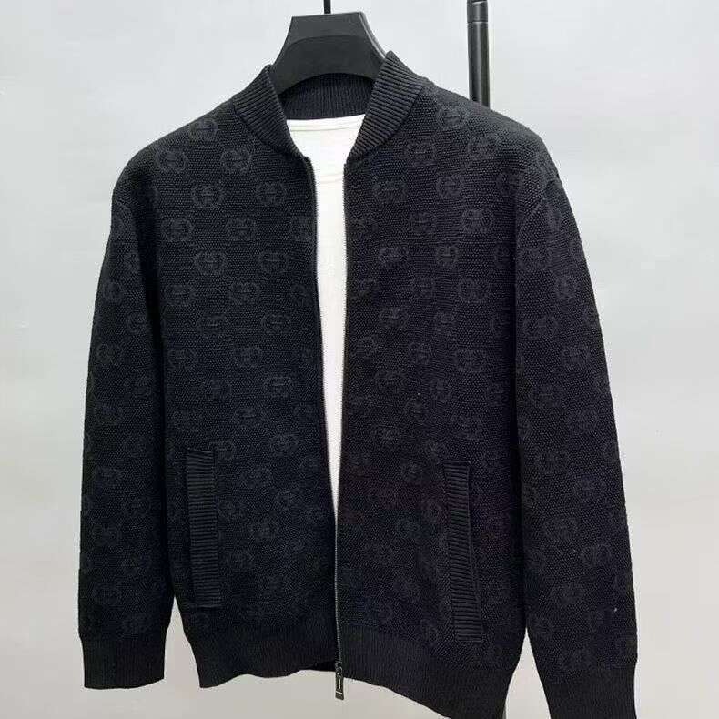 Autumn Winter New Cardigan Men's Trendy Brand Casual Stand Collar Knitted Sweater Baseball Jacket Medium Thick