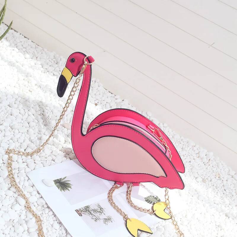Bestseller Fashion Pu leather embroidery flamingo shape casual chain purse ladies shoulder handbag women's crossbody mini messenger bag ddmybear