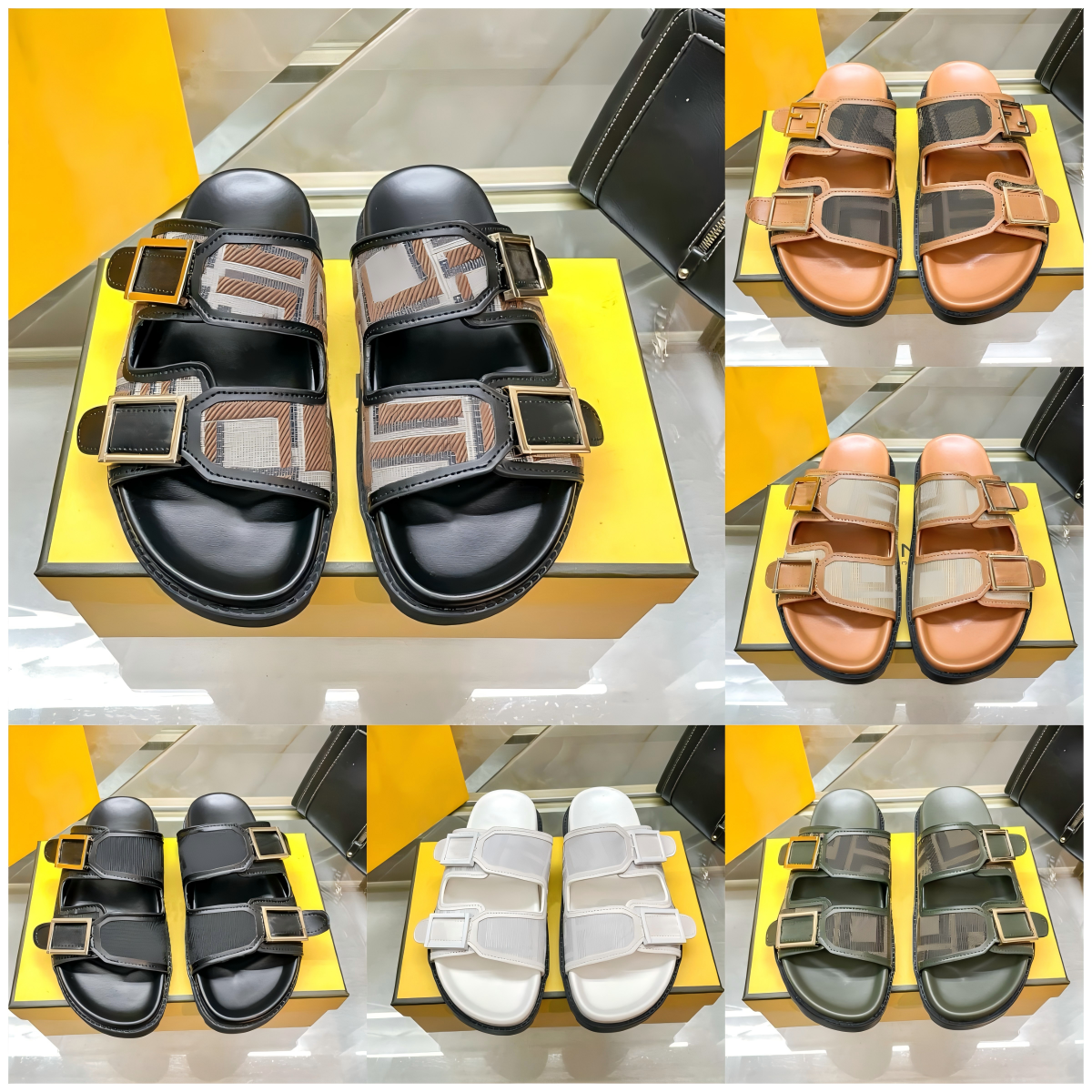 Luxury Sandals Designer Woman Slippers Brand Slides Summer Beach Lady Colorful Canvas Letter Brown Anatomic Leather Outdoor Men Casual Flip Flops Scuffs EUR35-42