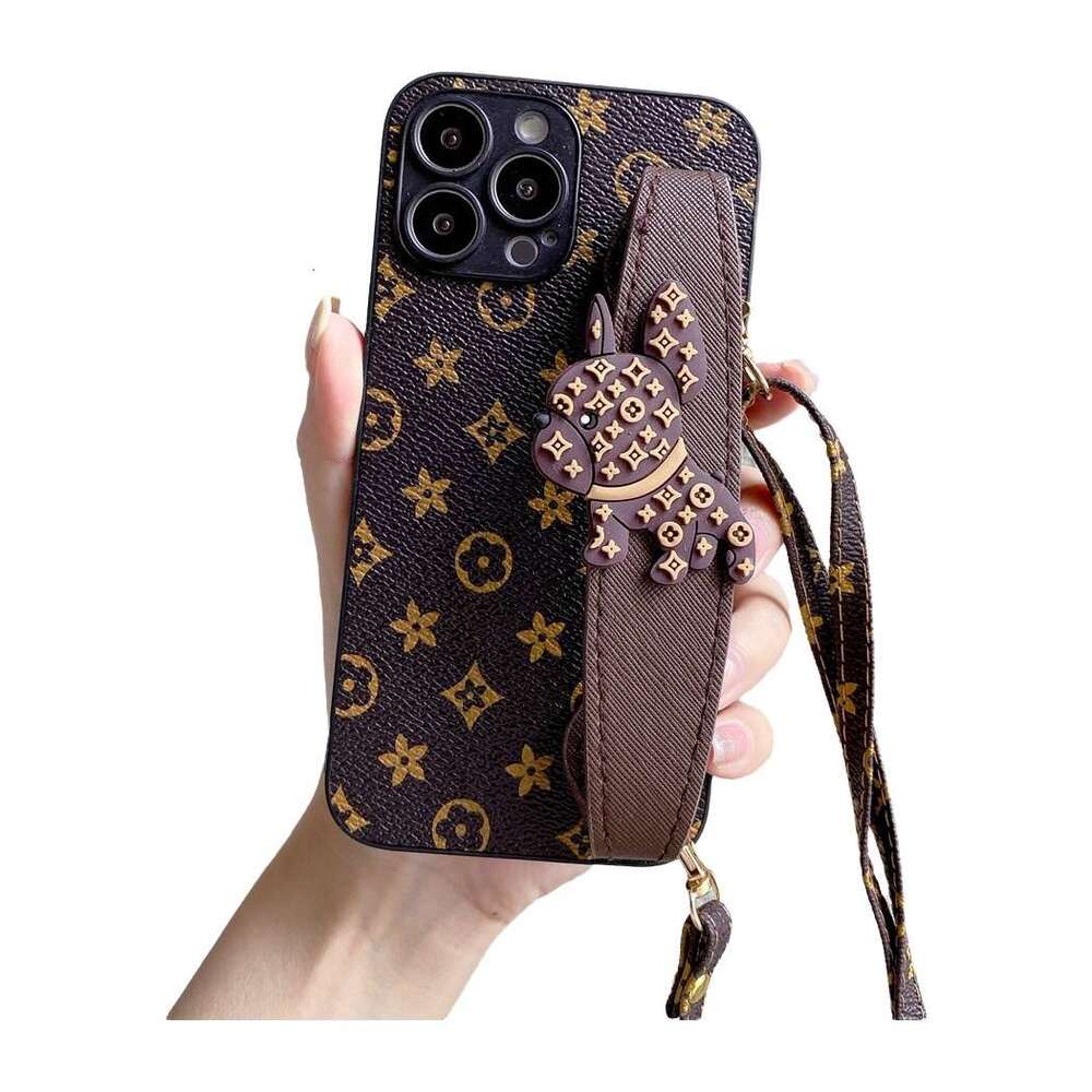 Vintage iPhone Case with Bulldog Wrist Strap & Crossbody Lanyard, Protective Cover for iPhone 17 Pro Max/16/15
