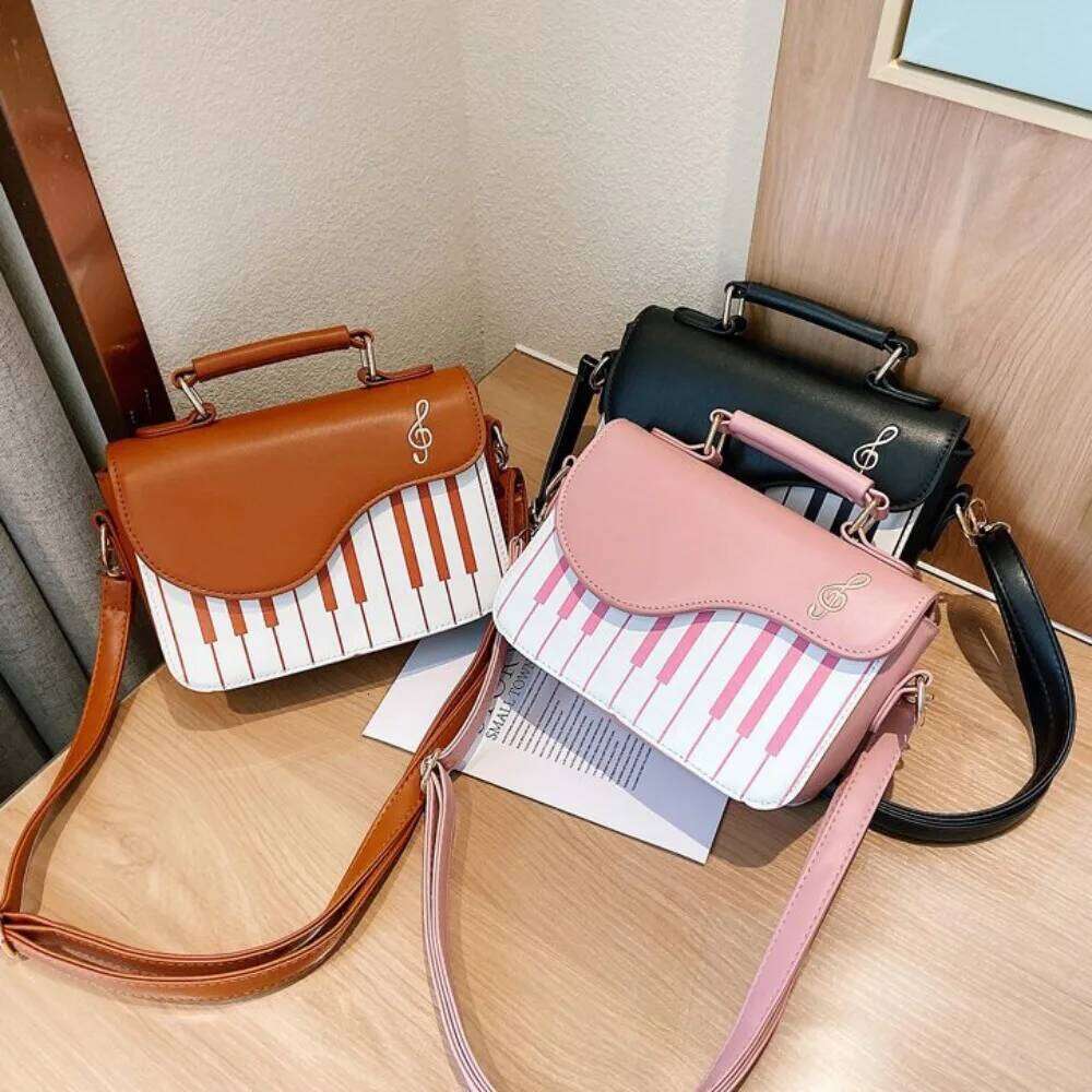 Simple Vintage Piano Pattern Shoulder Crossbody Black Mini Square Large Capacity Elegent PU Leather Bag Shopping XJ260109