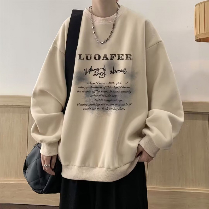 Mens And Woman Sweatshirt Round Neck Autumn Winter New Trendy Fashion Versatile Printed Top Korean Style Fleece Casual Long Sleeve
