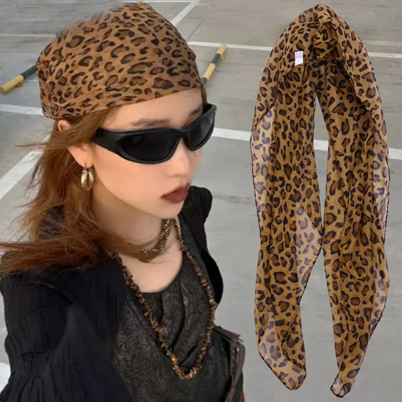 Y2K Retro Leopard Headscarf Women Girl High Quality Comfortable Fashion Headscarf Warm Versatile Party Scarf Exquisite Accessory 260107