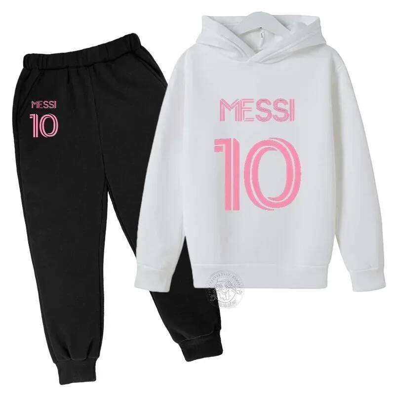 Messi Street Fashion Boys and Girls Autumn Suit Children's Pullover + Sweatpants Two-piece Outdoor Sports X260109