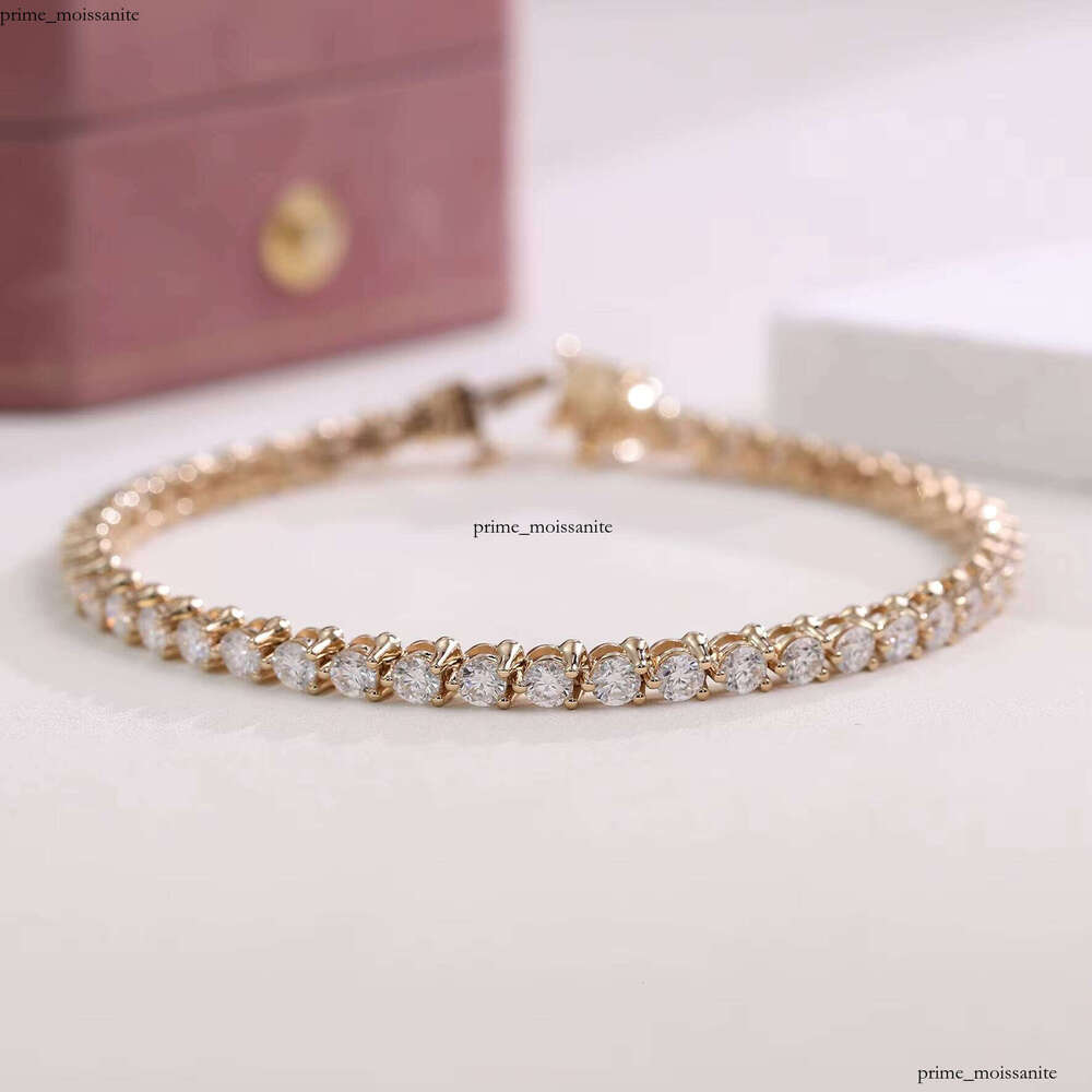 Luxurious 18k Solid Real Gold with CVD VVS Moissanite IGI Certified Tennis Bracelet Shiny Jewelry Women's Gift 6c