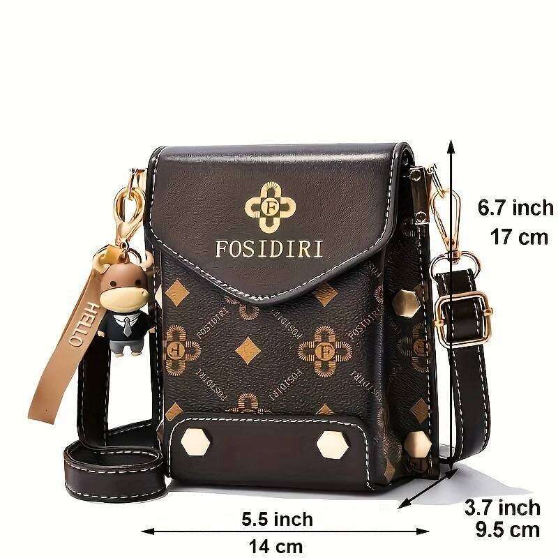 Women's Fashionable Faux Leather Crossbody with Floral, Geometric Pattern, Magnetic Closure, Adjustable Strap,Everyday Bag XJ260109