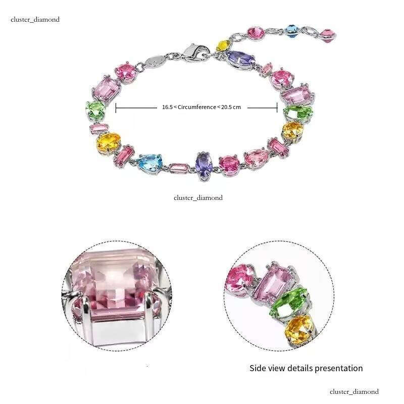 VVS Moissanite High-end women's crystal necklace and bracelet features a unique design, complemented by dopamine contrasting candy accessories