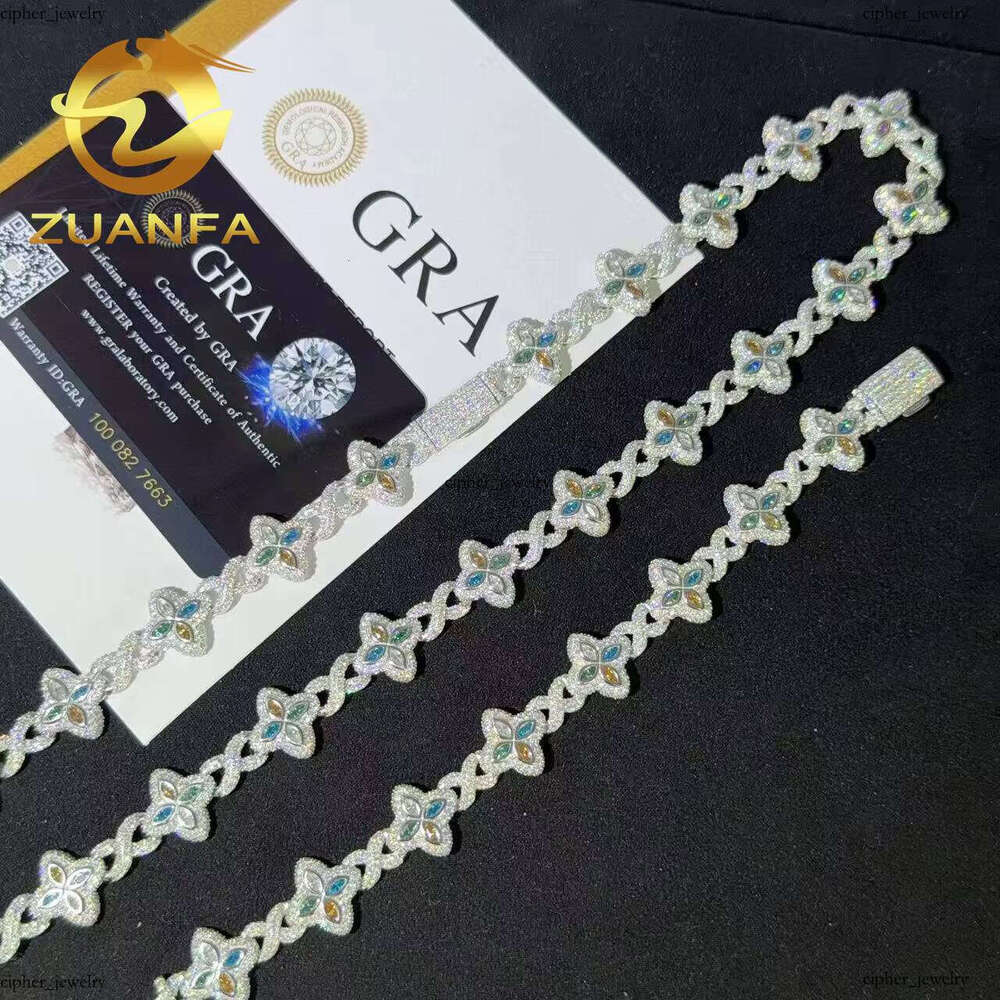 15mm VVS Moissanite Hip Hop Jewelry 925 Silver Iced Cuban Pass Diamond Chain Ready for Shipment