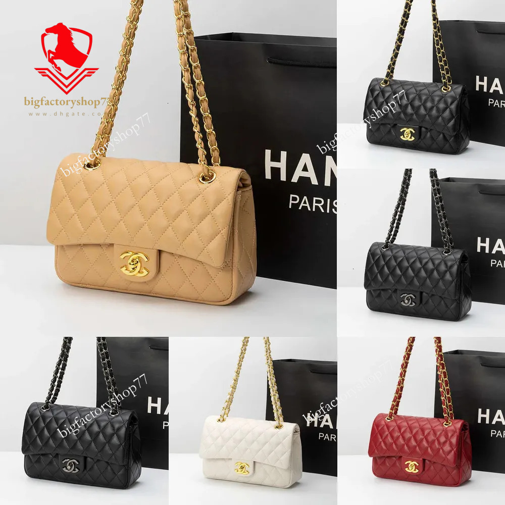 Caviar Cf Classic Flap Designer Bags Shoulder Bag Sheepskin Women's Crossbody Bags Diamond Pattern Metal Chain Doube C Letters Flap Closure Handbag