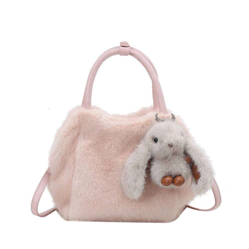 Adorable Plush Crossbody Bag Solid Color Purse Large Capacity Shoulder Tote Niche Style Creative Design Pack Women Daily Bags XJ260109