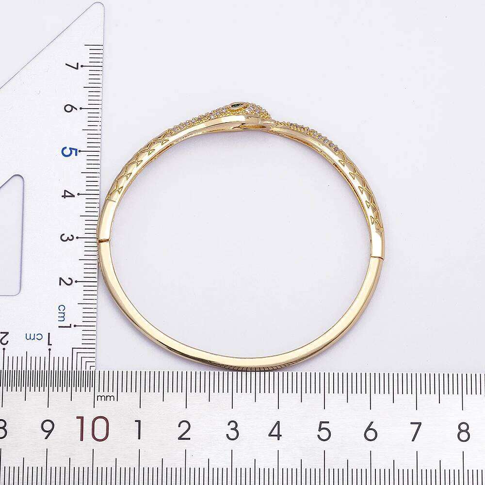 Jewellery Bangle Copper Cubic Zircon Adjustable Snake Cuff for Wedding Party and Formal Occasion Fine Jewelry Gift High Quality Textured Finish