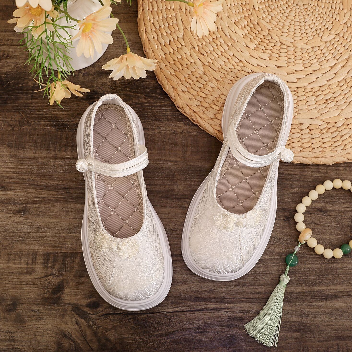 Ddmytiger Ddmytiger Qinyu New Mary Jane Height Increasing Platform Sole Chinese Women S French Style Elegant Shallow Mouth Single Shoes Outdoor Outdoo