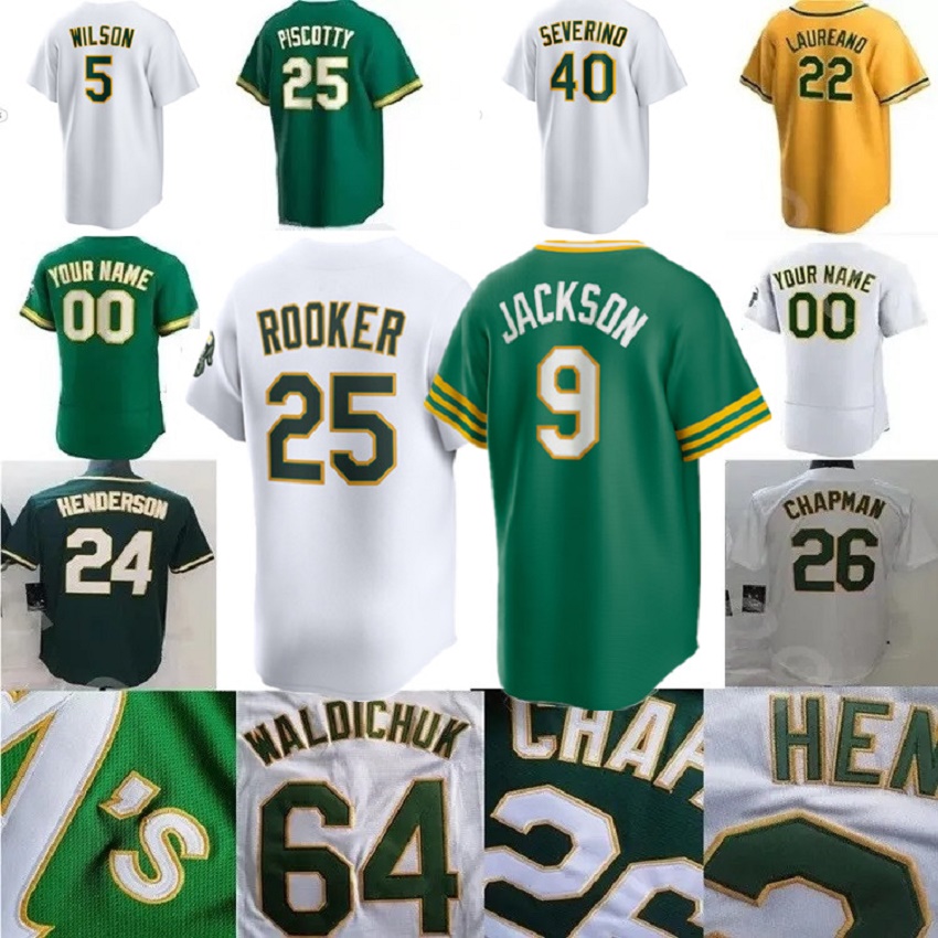 Custom S-4XL 24 Henderson Jersey KURTZ Wilson Jackson Butler Rooker Langeliers Clarke Severino Soderstrom Bleday Baseball Jerseys Baseball Jerseys