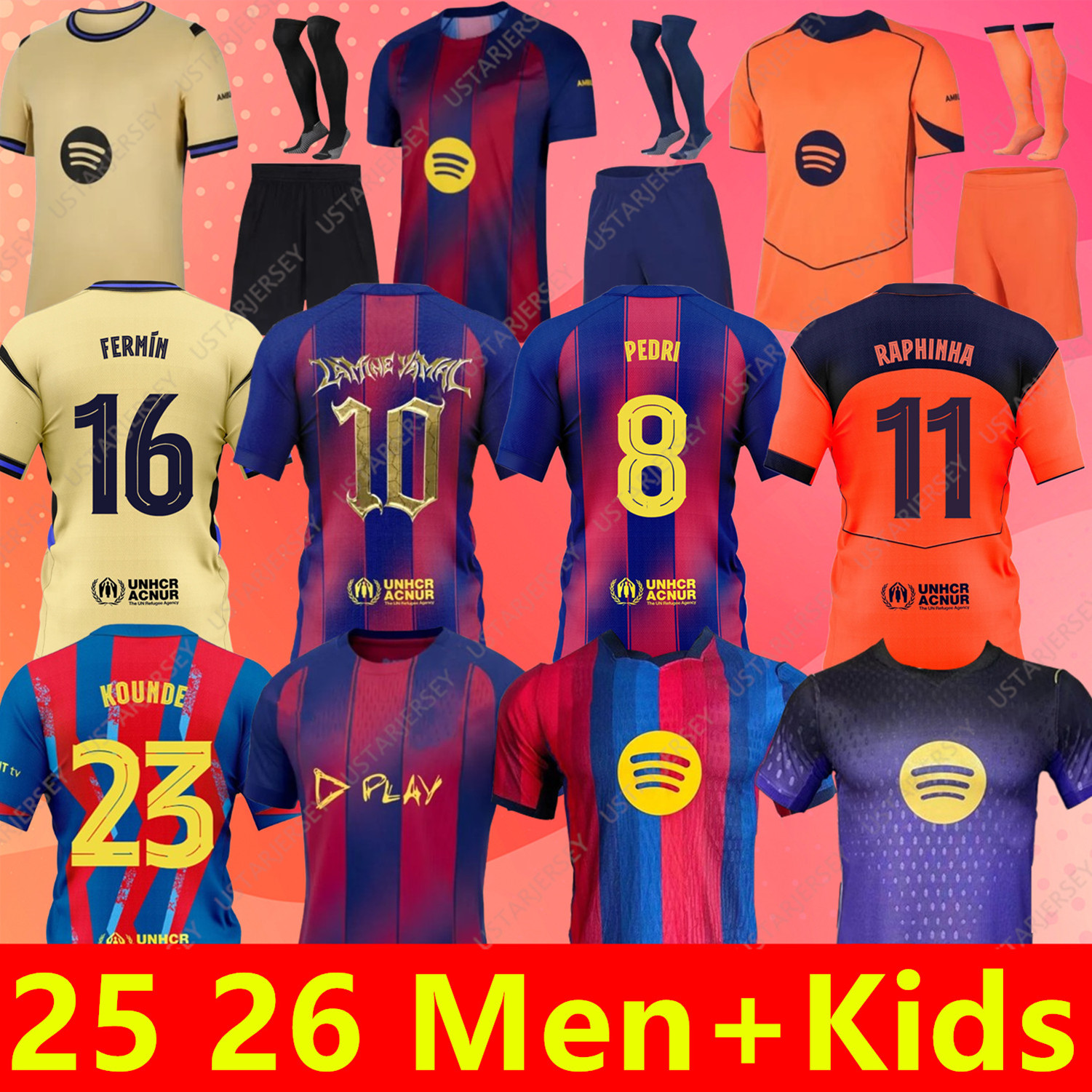 Barcelona 2025 2026 2027 LAMINE YAMAL PEDRI GAVI Soccer Jersey FERRAN RAPHINHA Camiseta De Football Shirt KOUNDE FERMIN OLMO F. DE JONG 25 26 27 Football BALDE Men Kids