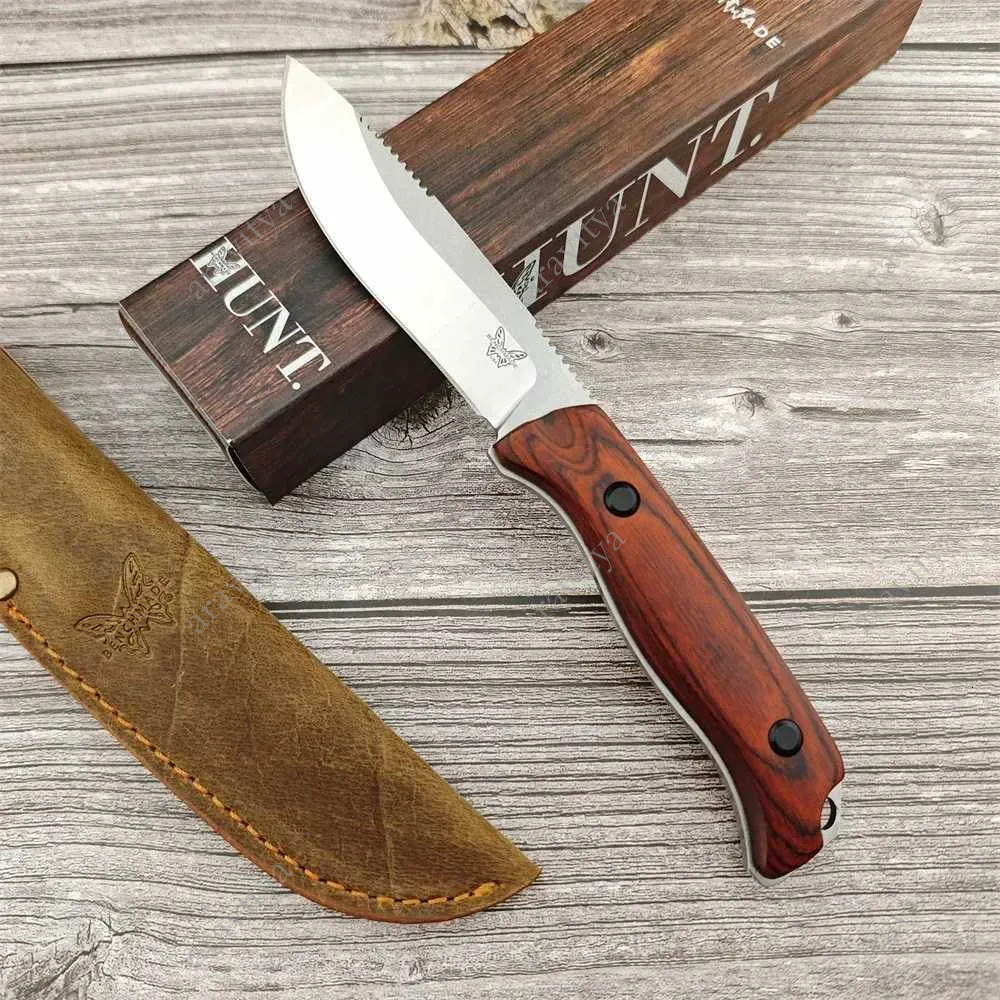 Portable BM 15002 15017 High Hardness Hunting Fixed Blade Knife S30V Steel Wooden Handle Outdoor Knives Tactical Survival ToolXJ250510