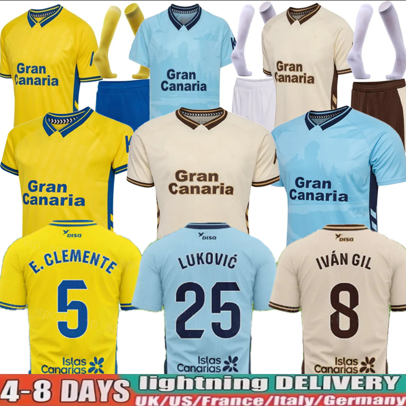 25 26 Las Palmas Soccer Jerseys HERRERA SANDRO Vieira Jesus Mesa Las Palmass home and away Las Palmas Sports Union 3rd game Penaranda football mens kids shirt