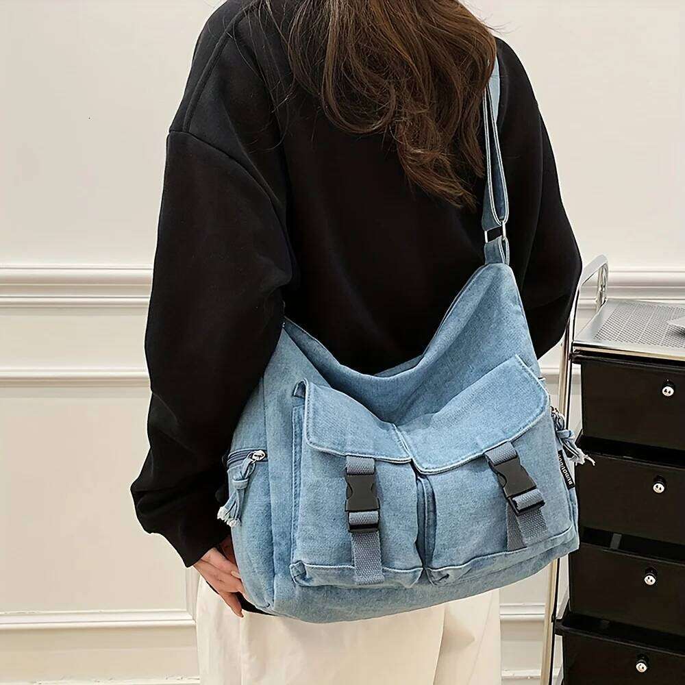 Denim Women's New Trendy Fashion Class Commuting Shoulder Large Capacity Crossbody Bag XJ260109