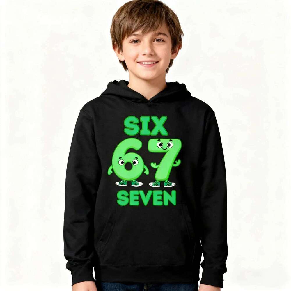 Funny Cartoon 67 Six Seven Children's Hoodies Kid Boy Casual Fashion Warm Hip Hop Pullover Tops Hooded Sweatshirts Autumn Winter X260109