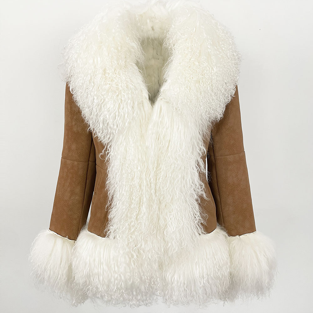 Fashion Lapel Faux Fur Patchwork Jacket Women Elegant Long Sleeves Thick Warm Coat Autumn Winter Lady Commuting Streetwear 241015 - view 7