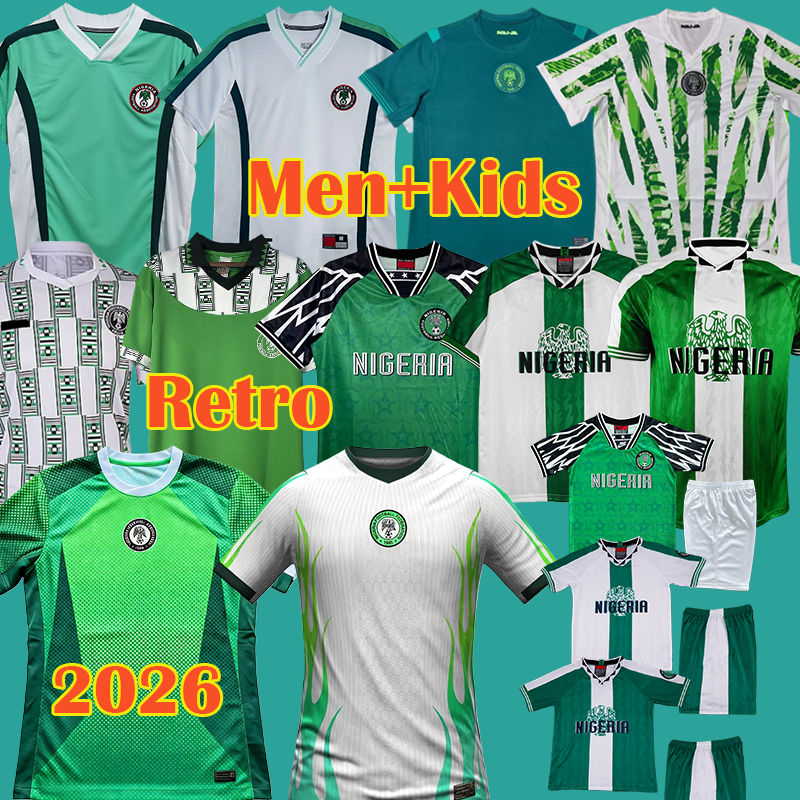 2026 Nigeria Soccer Jerseys OKOCHA YEKINI FINIDI 1994 1996 1998 Retro soccer jerseys 94 96 98 Vintage Soccer Jerseys Men Kids Unifrom Classic maillot de foot