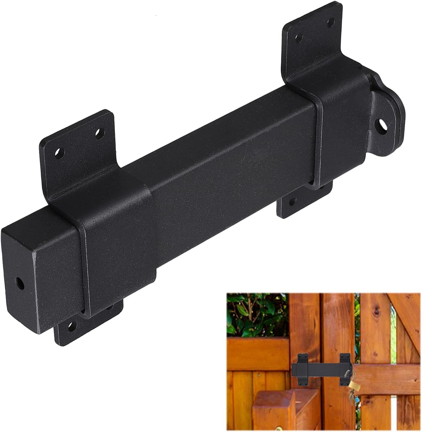 7.5inch Heavy Duty Security Sliding Lock with Padlock Hole Adjustable Door Latch, Suitable for Wooden Fence Barn Indoor and Outdoor Doors, etc.