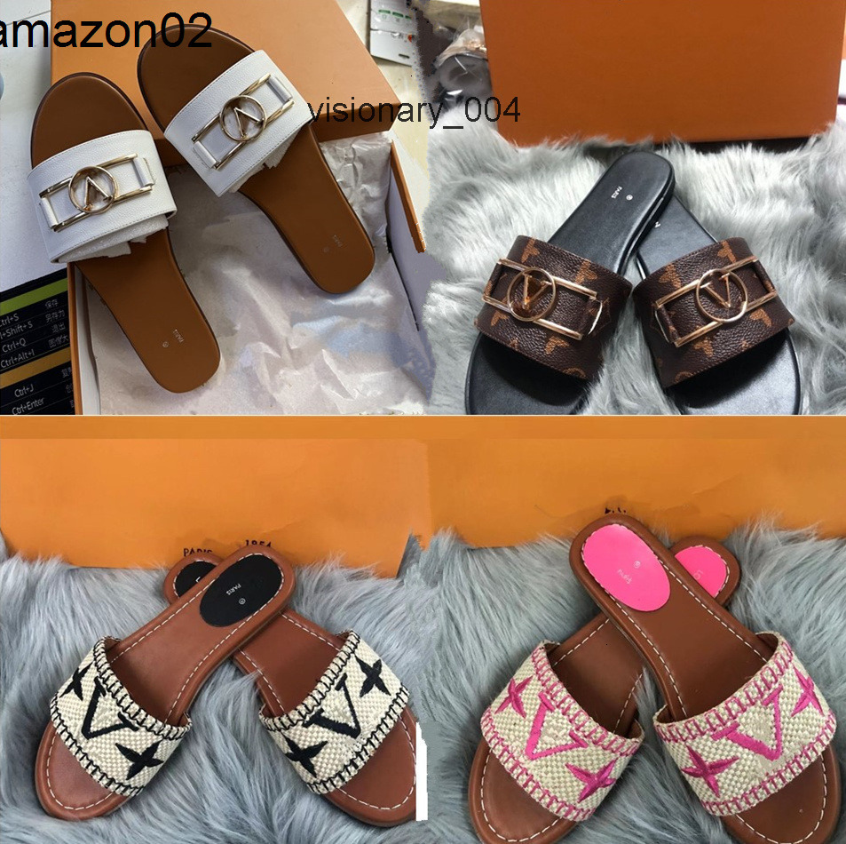 louisly vuittonly Designer Woven Canvas Beach Slide Sandals Lightweight Summer Slippers for Women 2PC1 lv lvs louievuitton luis vitons viitton vuittonshoe GCI5
