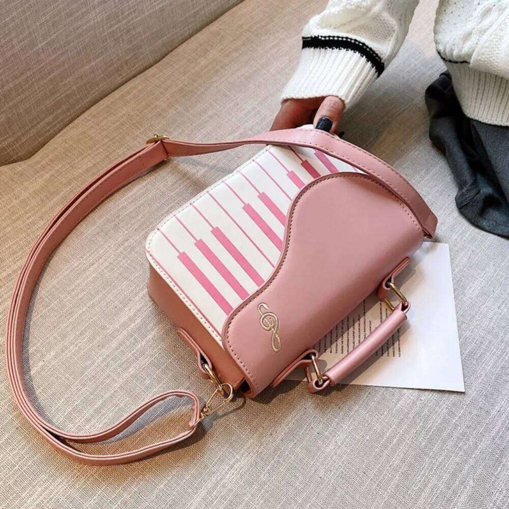Simple Vintage Piano Pattern Shoulder Crossbody Black Mini Square Large Capacity Elegent PU Leather Bag Shopping XJ260109