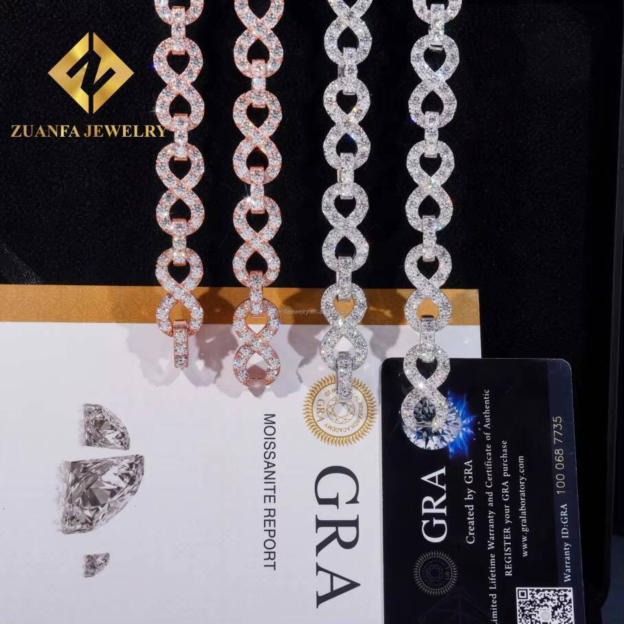 Customized Personalized 13mm Rapper Iced Out Man Hip Hop Jewelry Pass Diamond Tester Moissanite Infinity Cuban Link Chain