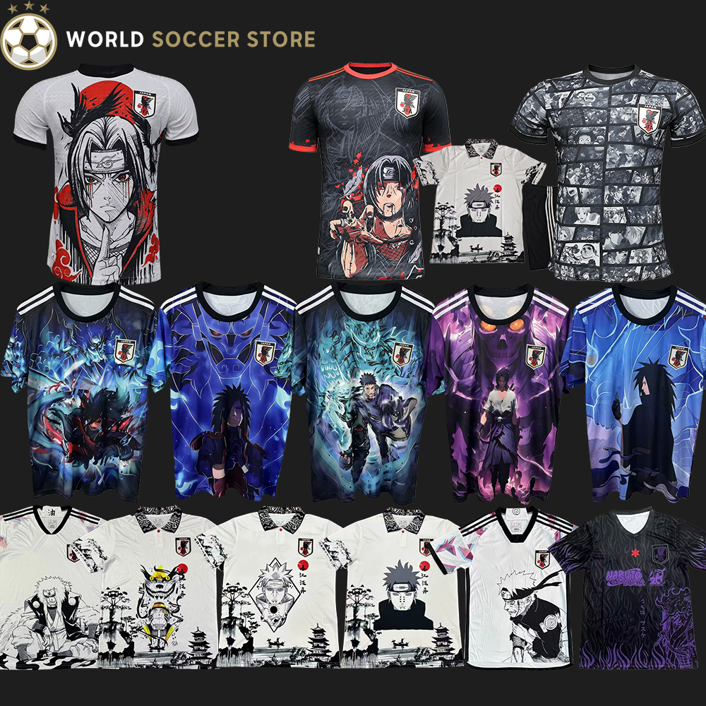 0611 Naruto Animated version Soccer Japan Jerseys Naruto Uzumaki Madara Sasuke Uchiha Itachi Uchiha Obito Breathable Football Shirt for Fans player Kid version Kit
