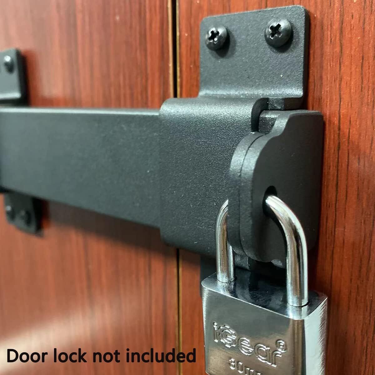 7.5inch Heavy Duty Security Sliding Lock with Padlock Hole Adjustable Door Latch, Suitable for Wooden Fence Barn Indoor and Outdoor Doors, etc.