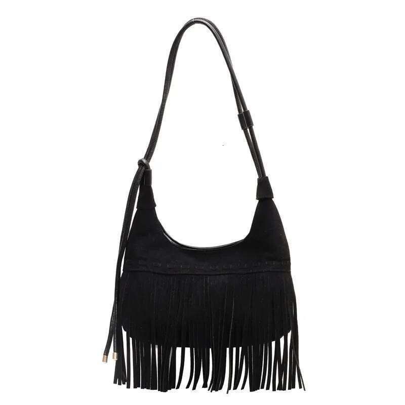 Autumn Winter New Leather Tassel Bag, Retro Single Shoulder Crossbody, Simple Women's Bag XJ260109