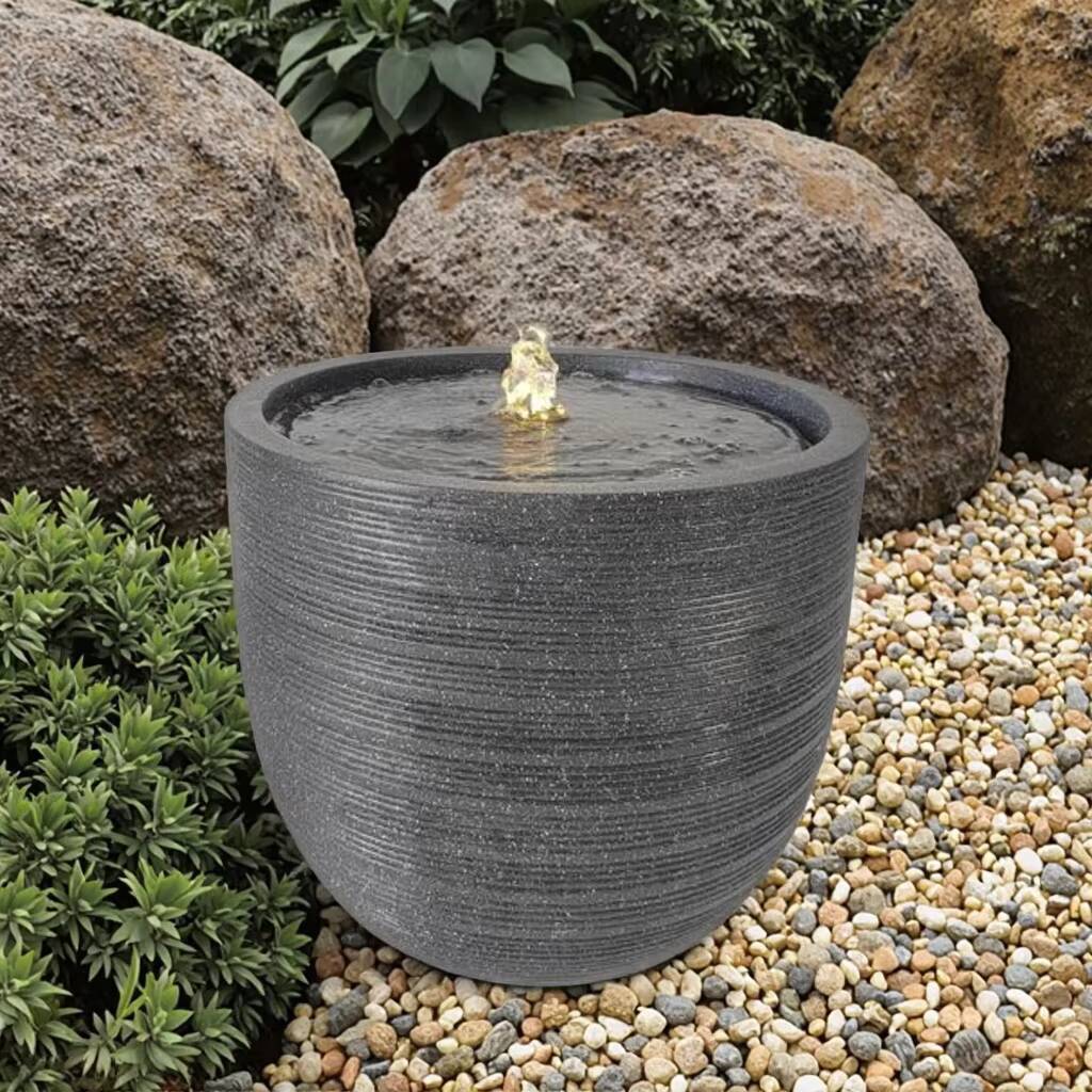 Modern Horizontal Stripes Water Fountain with Led Lights Outdoor Garden Decoration Landscape