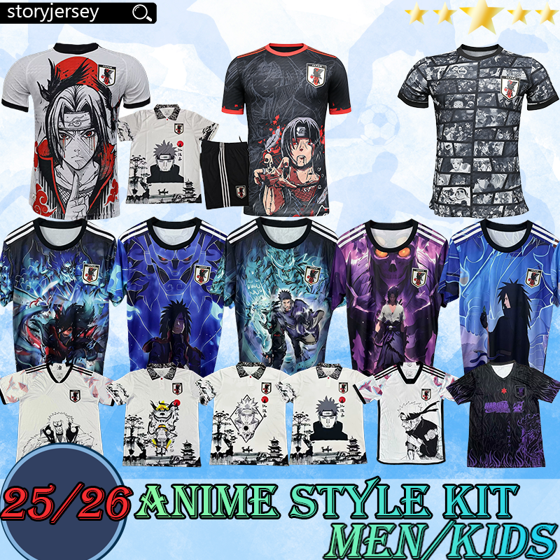 0611 Naruto Animated version Soccer Japan Jerseys Naruto Uzumaki Madara Sasuke Uchiha Itachi Uchiha Obito Breathable Football Shirt for Fans player Kid version