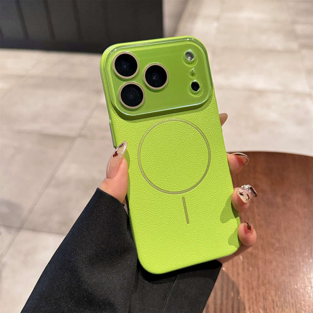 Slim Leather Texture Magnetic iPhone Case, Wireless Charging Compatible, Shockproof Protective Cover for iPhone 17 Pro Max/16 Plus/15