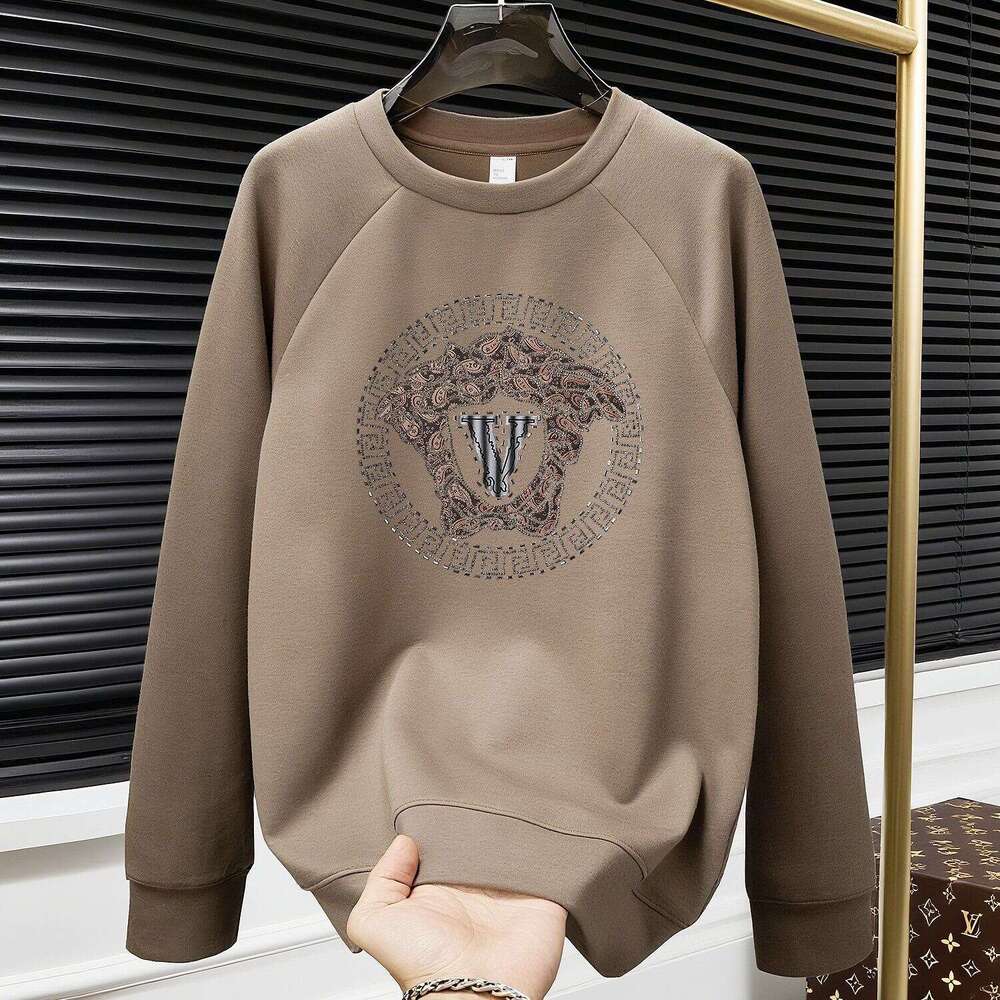 Men's High-End Light Luxury Rhinestone Sweatshirt 2025 Autumn New Trendy Fashion Versatile Long Sleeve