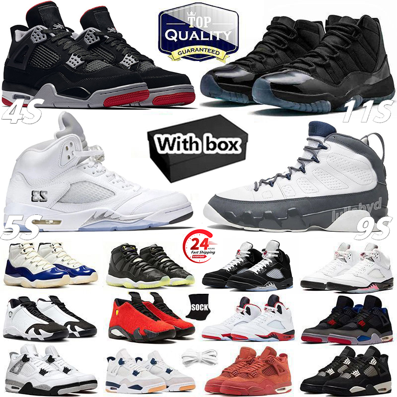 with box Designer Basketball shoes 4s Black Cat brick by brick white cement thunder 5s wolf grey black metallic reimagined bred 11s gamma blue 14s Trainers sport shoes