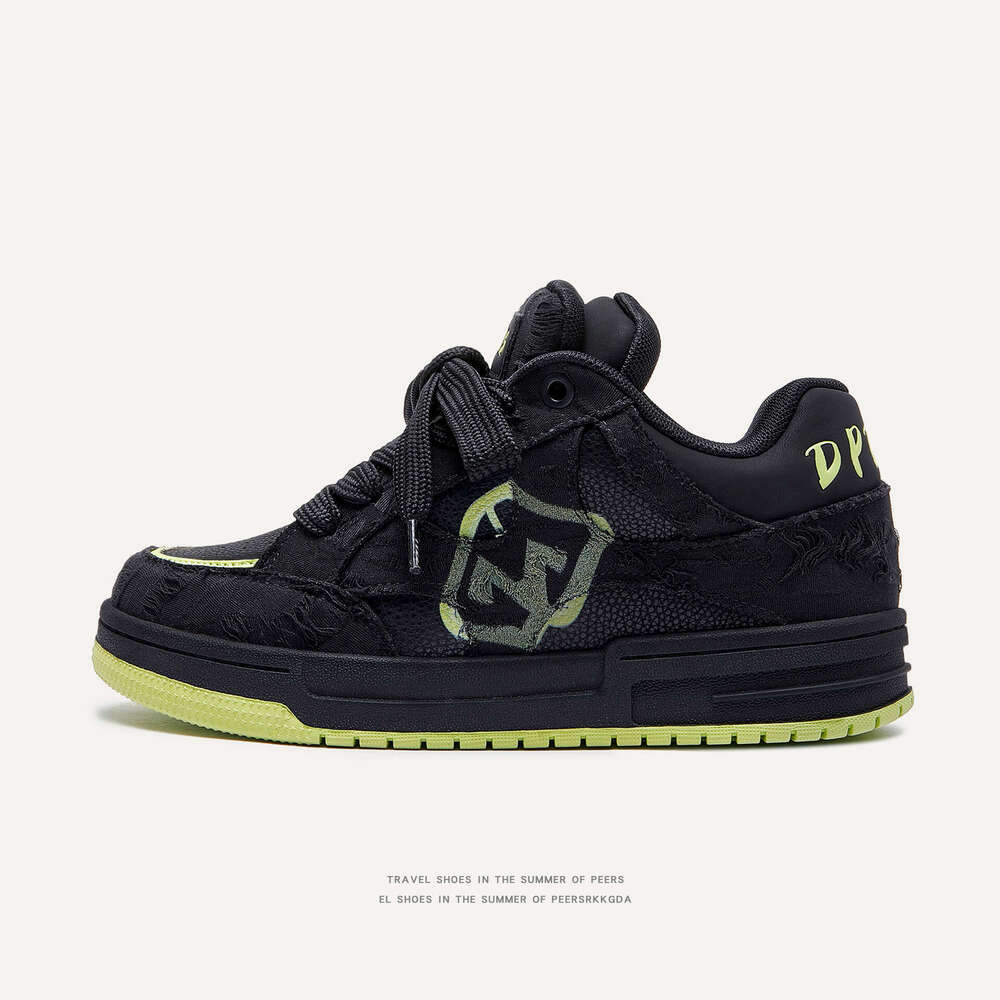 Destroy Aesthetics Double Tongue National Trend Men's Trendy Board Loafers Unisex White Shoes